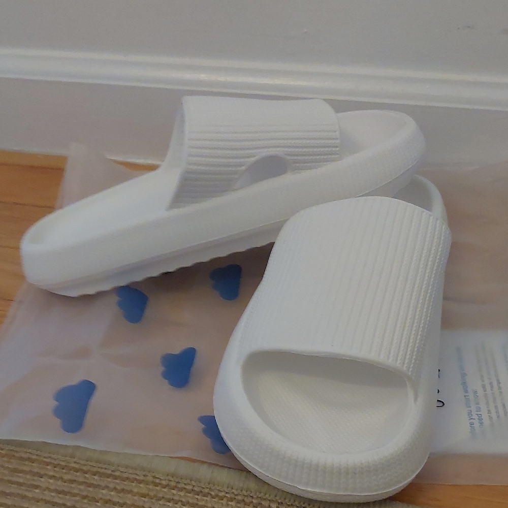 The Cloudies White Slide Sandals